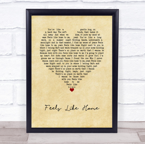 Jonny Houlihan Feels Like Home Vintage Heart Song Lyric Print