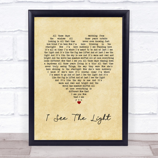 Mandy Moore I See The Light Vintage Heart Song Lyric Print