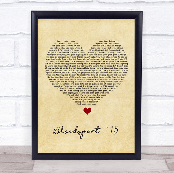 Raleigh Ritchie Bloodsport '15 Vintage Heart Song Lyric Print