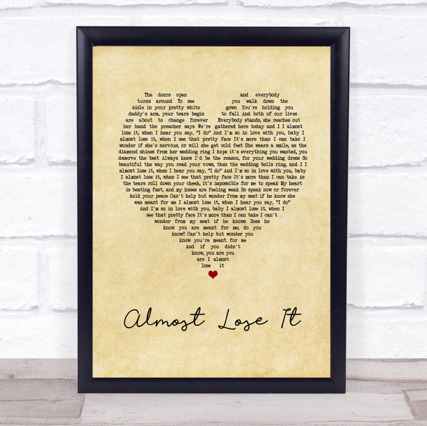 Trey Songz Almost Lose It Vintage Heart Song Lyric Print