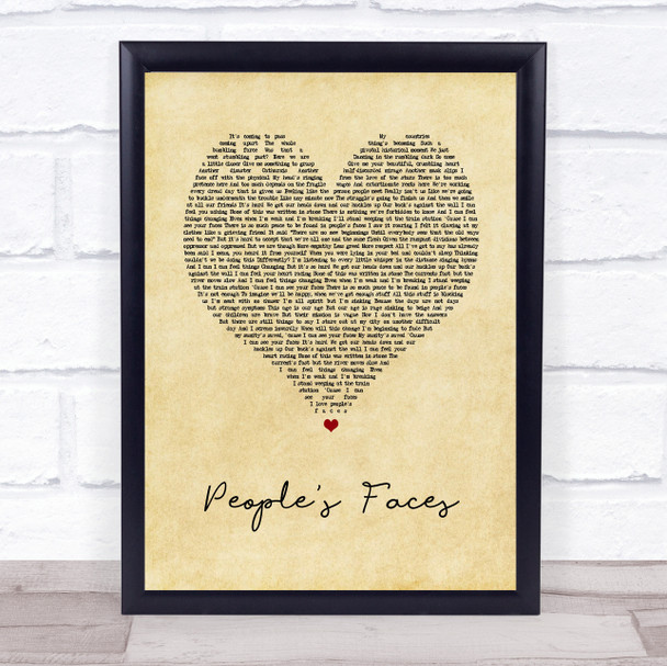 Kate Tempest People's Faces Vintage Heart Song Lyric Print