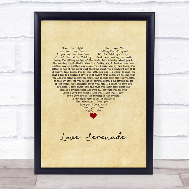 The Waifs Love Serenade Vintage Heart Song Lyric Print