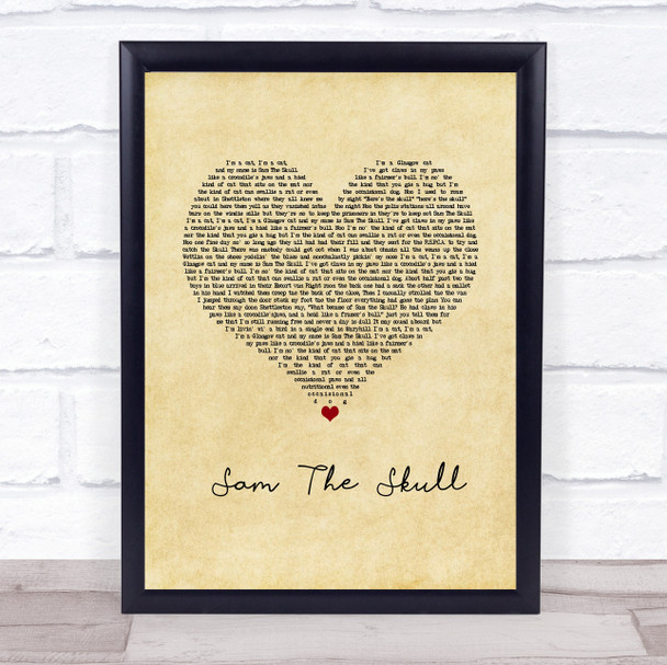 Alastair McDonald Sam The Skull Vintage Heart Song Lyric Print