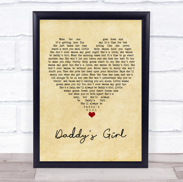 Peter Cetera Daddy's Girl Vintage Heart Song Lyric Print