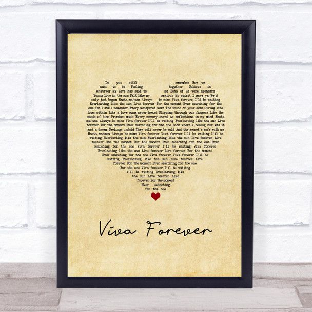 Spice Girls Viva Forever Vintage Heart Song Lyric Print