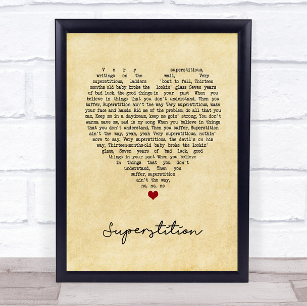 Stevie Wonder Superstition Vintage Heart Song Lyric Print