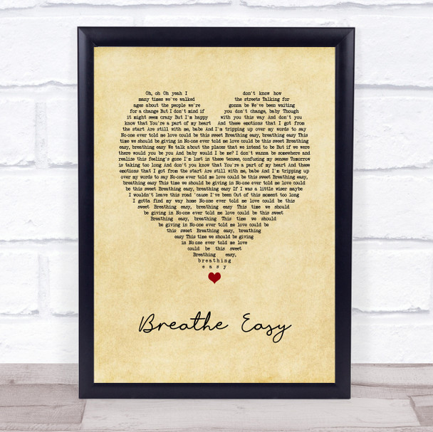 Sugababes Breathe Easy Vintage Heart Song Lyric Print