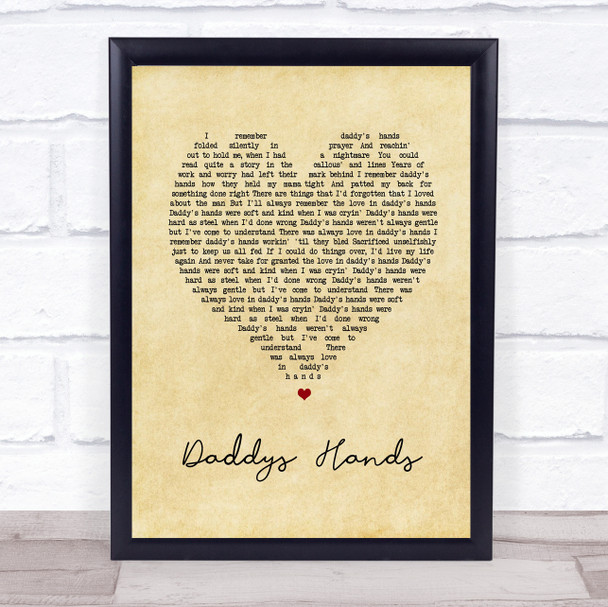 Holly Dunn Daddys Hands Vintage Heart Song Lyric Print