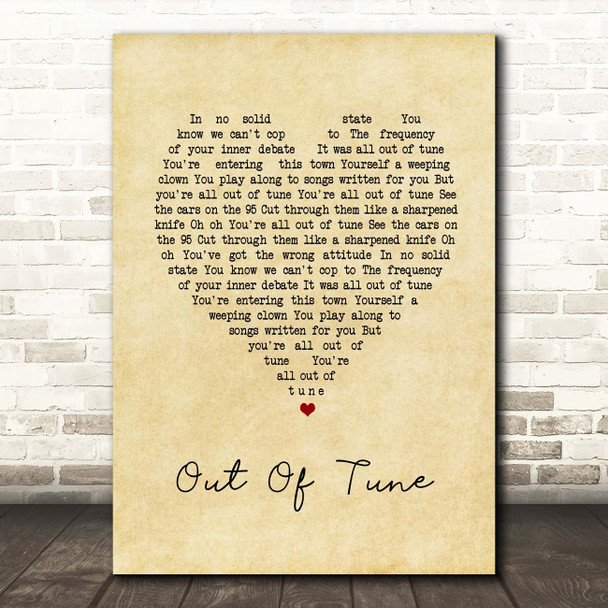 Real Estate Out Of Tune Vintage Heart Song Lyric Print