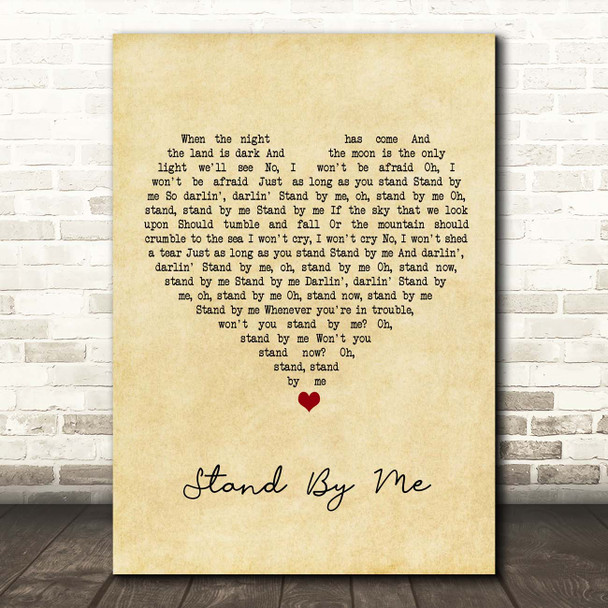 Ben E King Stand By Me Vintage Heart Song Lyric Print