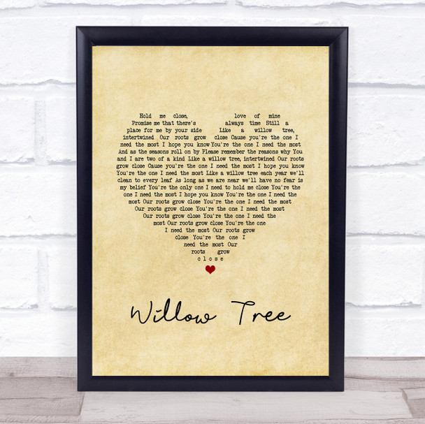 Tom Speight Willow Tree Vintage Heart Song Lyric Print