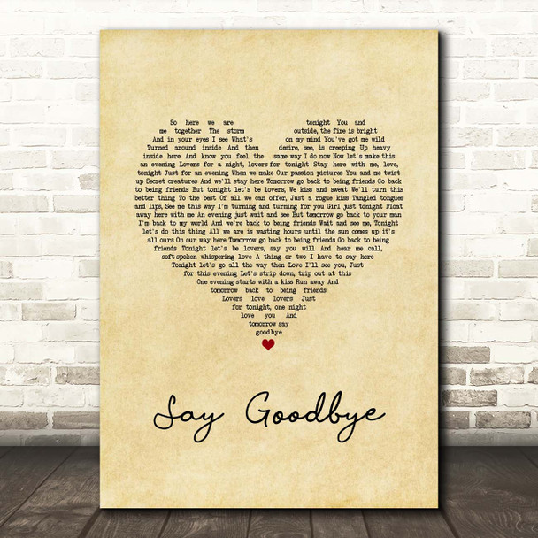 Dave Matthews Band Say Goodbye Vintage Heart Song Lyric Print