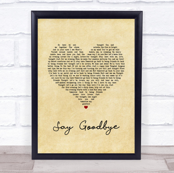 Dave Matthews Band Say Goodbye Vintage Heart Song Lyric Print