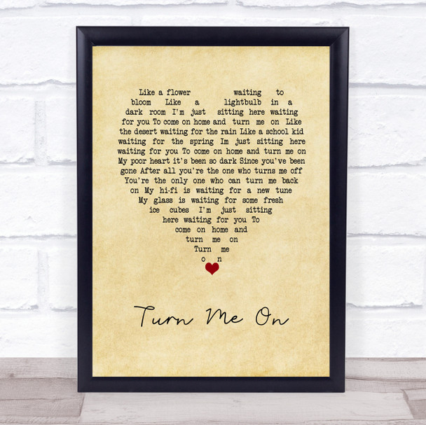 Norah Jones Turn Me On Vintage Heart Song Lyric Print