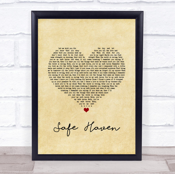 Ruth B Safe Haven Vintage Heart Song Lyric Print