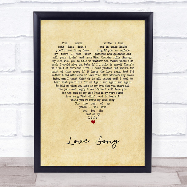 Pink Love Song Vintage Heart Song Lyric Print