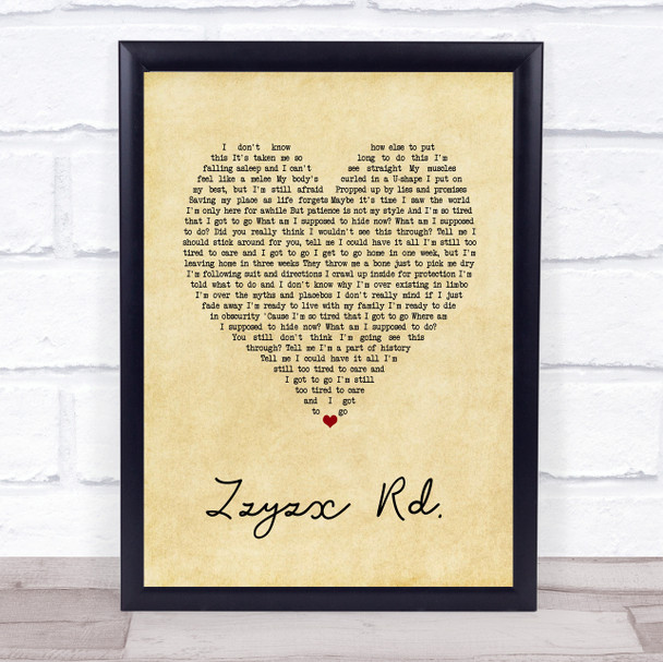 Stone Sour Zzyzx Rd. Vintage Heart Song Lyric Print