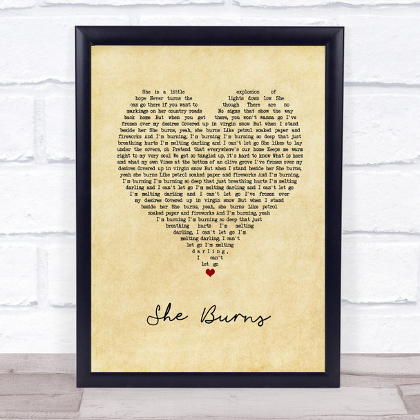 Foy Vance She Burns Vintage Heart Song Lyric Print