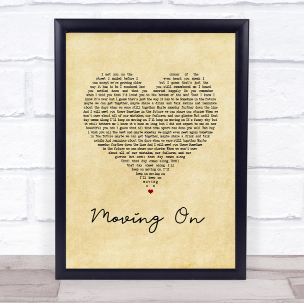 Kodaline Moving On Vintage Heart Song Lyric Print