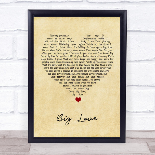 Simply Red Big Love Vintage Heart Song Lyric Print