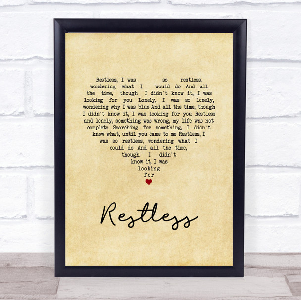 Sonny Burgess Restless Vintage Heart Song Lyric Print