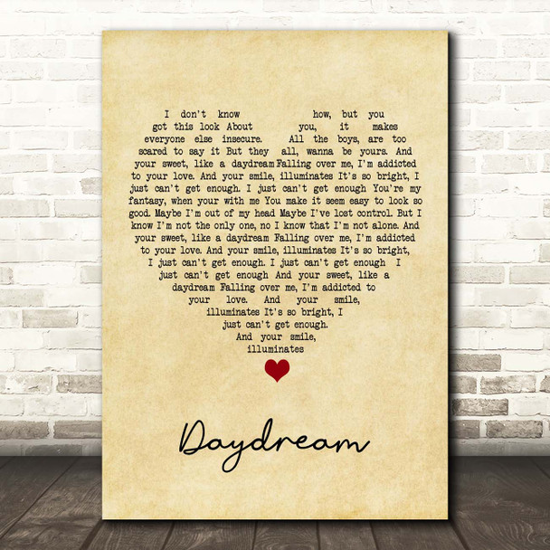 Benji Matthews Daydream Vintage Heart Song Lyric Print
