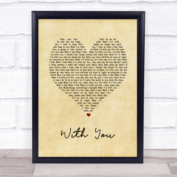 Tony Terry With You Vintage Heart Song Lyric Print