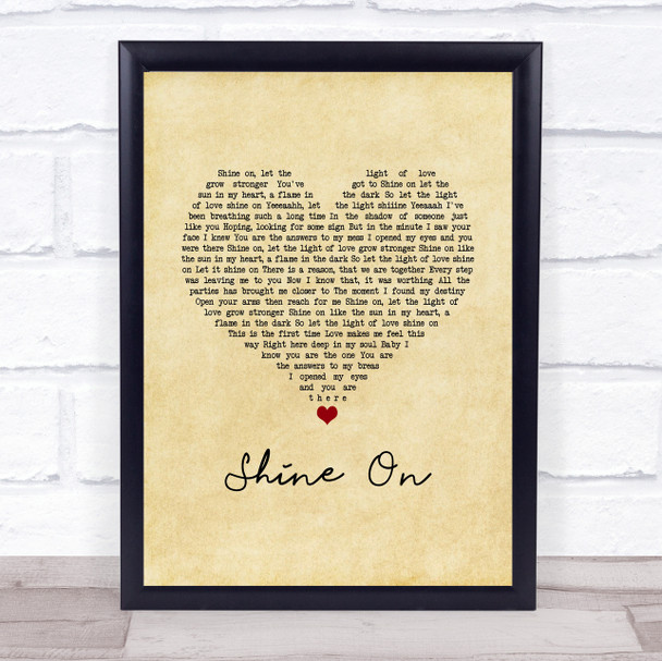 Degrees of Motion Shine On Vintage Heart Song Lyric Print