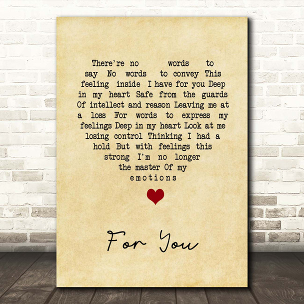 Tracy Chapman For You Vintage Heart Song Lyric Print