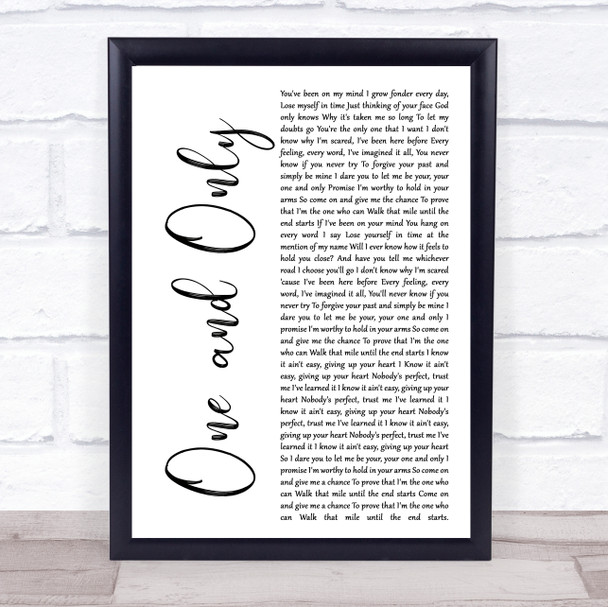 Adele One And Only White Script Song Lyric Quote Print