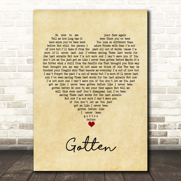 Slash Gotten Vintage Heart Song Lyric Print