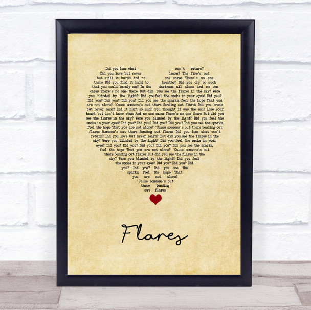 The Script Flares Vintage Heart Song Lyric Print