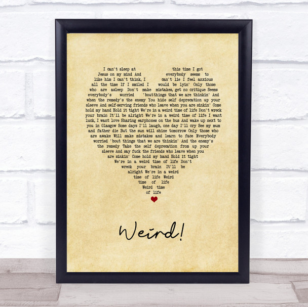 YUNGBLUD Weird! Vintage Heart Song Lyric Print