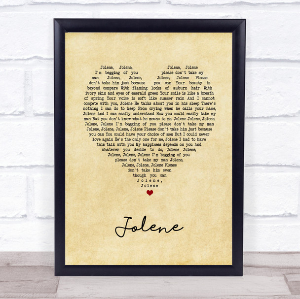 Dolly Parton Jolene Vintage Heart Song Lyric Print