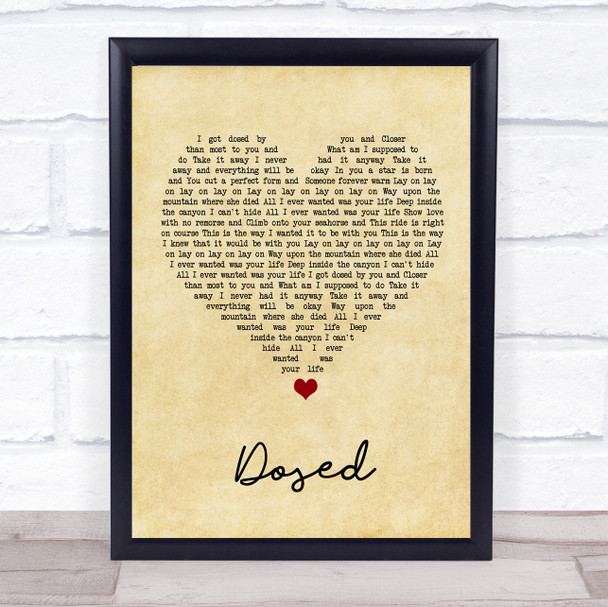 Red Hot Chili Peppers Dosed Vintage Heart Song Lyric Print