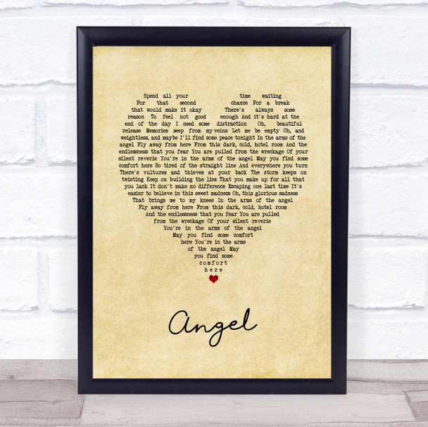 Sarah McLachlan Angel Vintage Heart Song Lyric Print