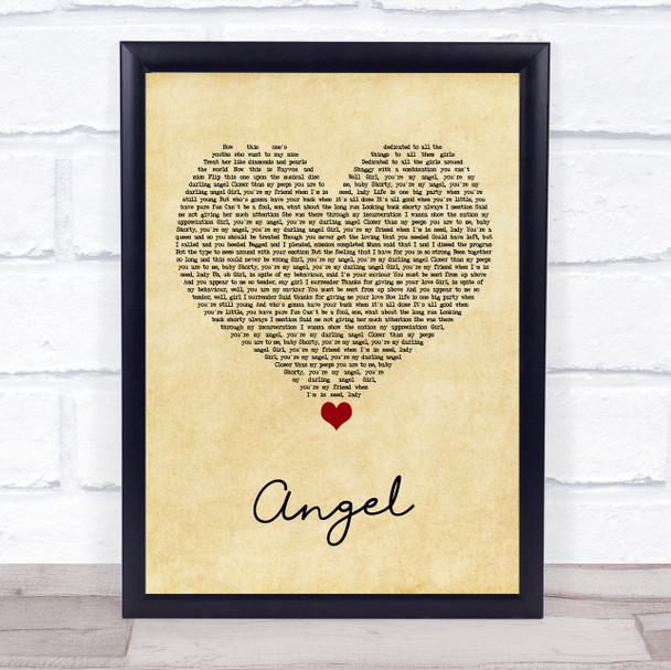 Shaggy Angel Vintage Heart Song Lyric Print