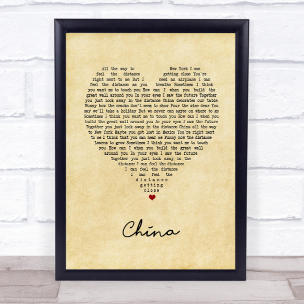 Tori Amos China Vintage Heart Song Lyric Print