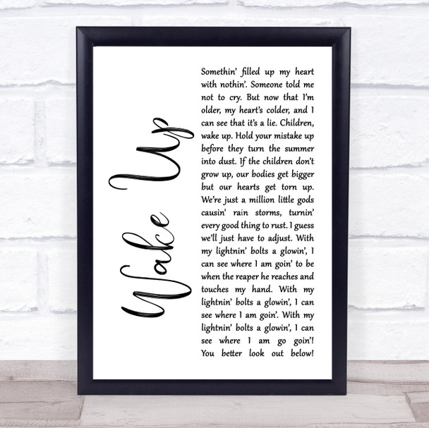 Arcade Fire Wake Up White Script Song Lyric Quote Print