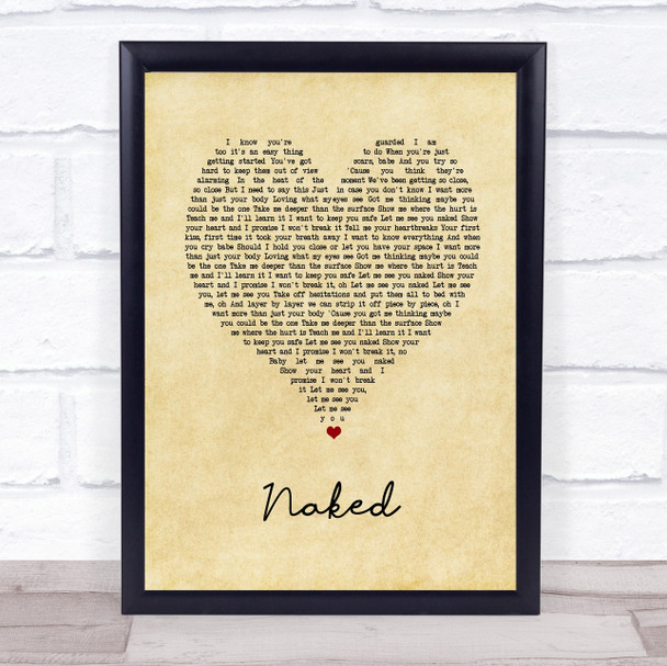 Jake Scott Naked Vintage Heart Song Lyric Print