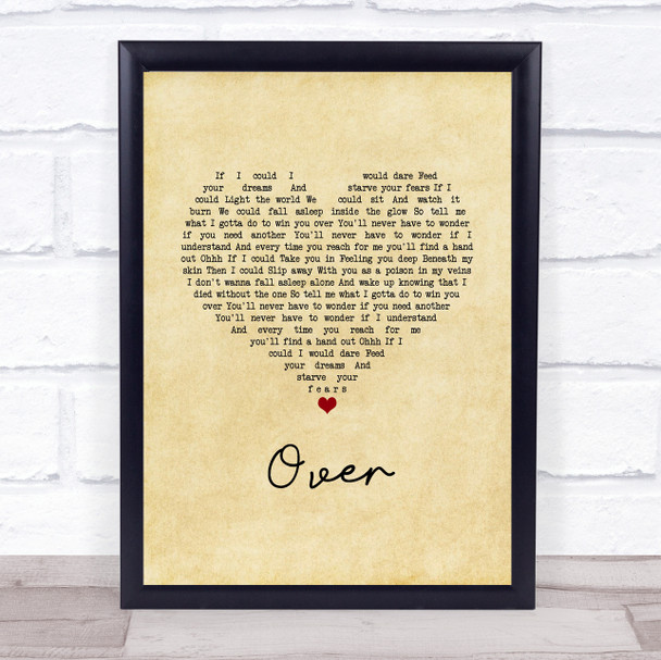 Blake Shelton Over Vintage Heart Song Lyric Print