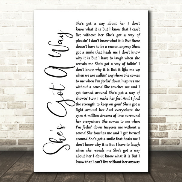 Billy Joel She's Got A Way White Script Song Lyric Quote Print