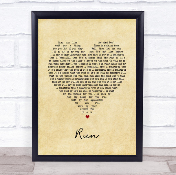 Stephen Fretwell Run Vintage Heart Song Lyric Print