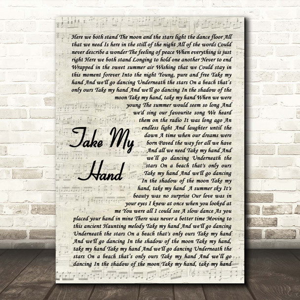 Skerryvore Take My Hand Vintage Script Song Lyric Print