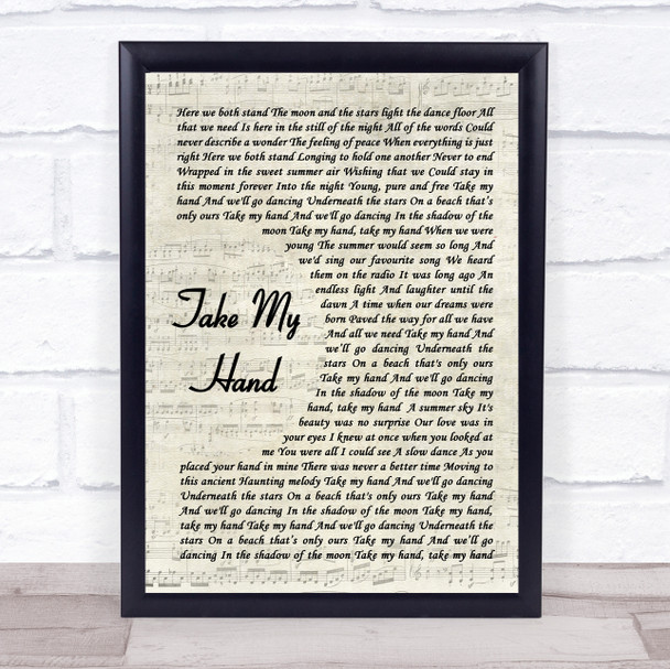 Skerryvore Take My Hand Vintage Script Song Lyric Print