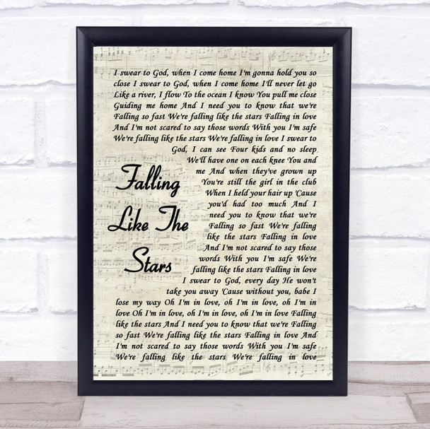 James Arthur Falling Like The Stars Vintage Script Song Lyric Print