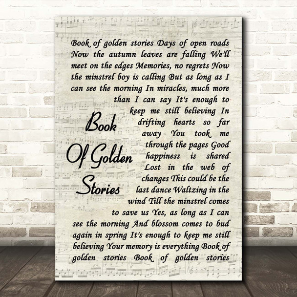 Runrig Book Of Golden Stories Vintage Script Song Lyric Print