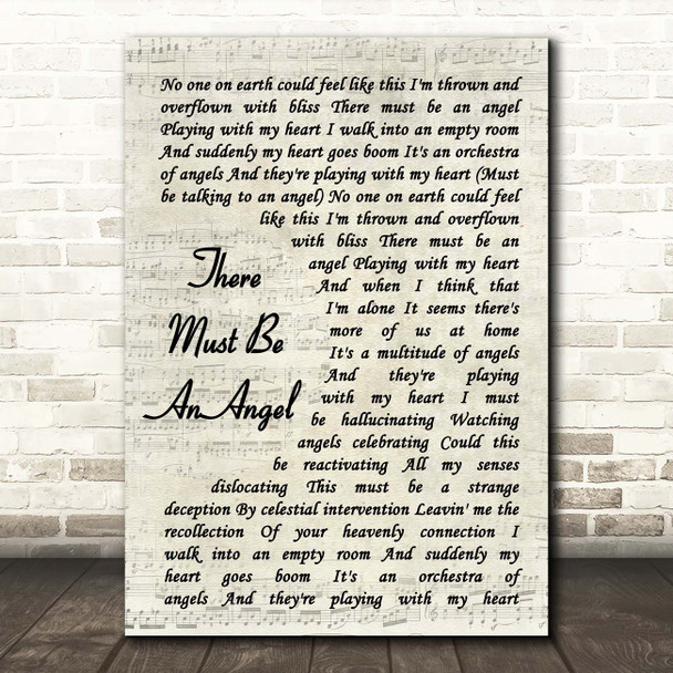 Eurythmics There Must Be an Angel Vintage Script Song Lyric Print