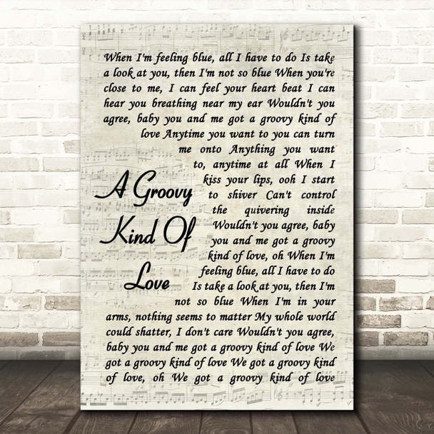 Phil Collins A Groovy Kind Of Love Vintage Script Song Lyric Print