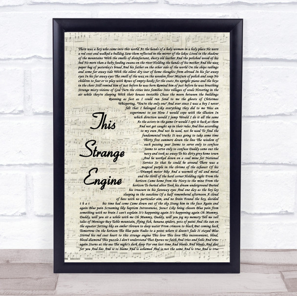 Marillion This Strange Engine Vintage Script Song Lyric Print